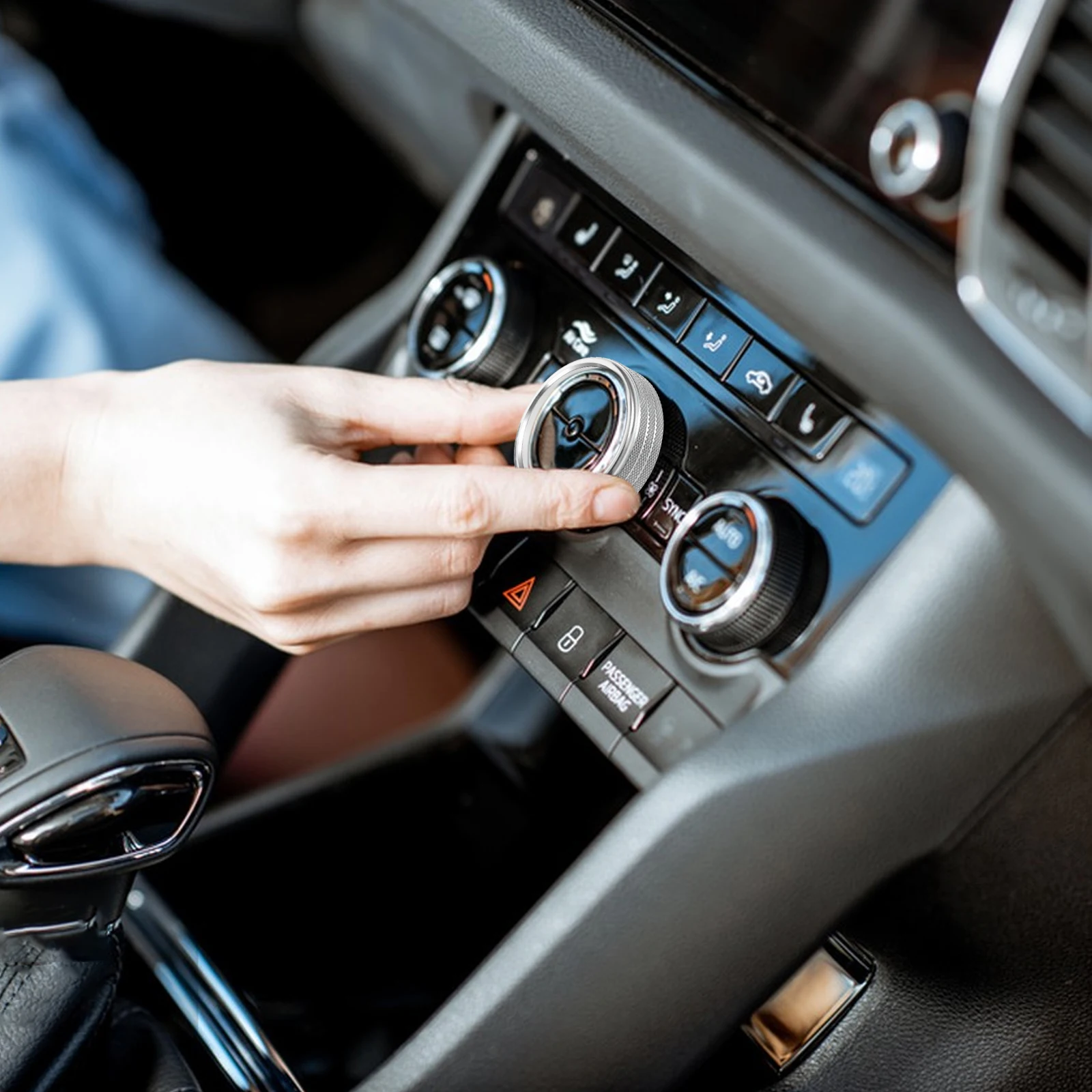 

4pcs Aluminum Alloy Trim Ring For Car Interior Button Interior Auto Accessories Protection Auto Accessories