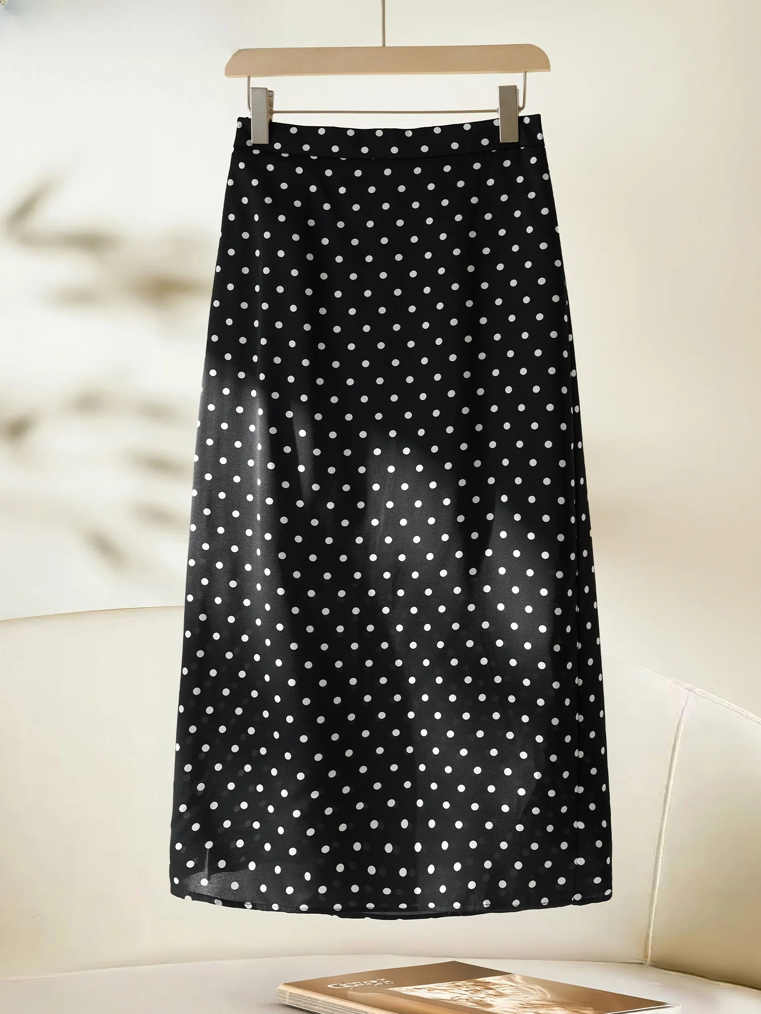 Bla – jupe portefeuille asymétrique taille haute à pois pour femmes, en Fiber de Polyester H pe, coupe cintrée, Ci Walk