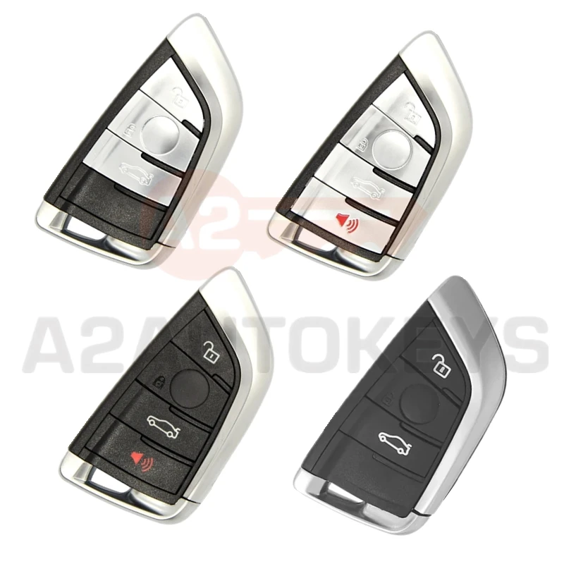 

A2AUTOKEYS 3/4 Buttons Black/Silver Smart Card Car Key Shell Case For BMW 1 2 7 Series X1 X5 X6 X5M X6M F Class Remote Key