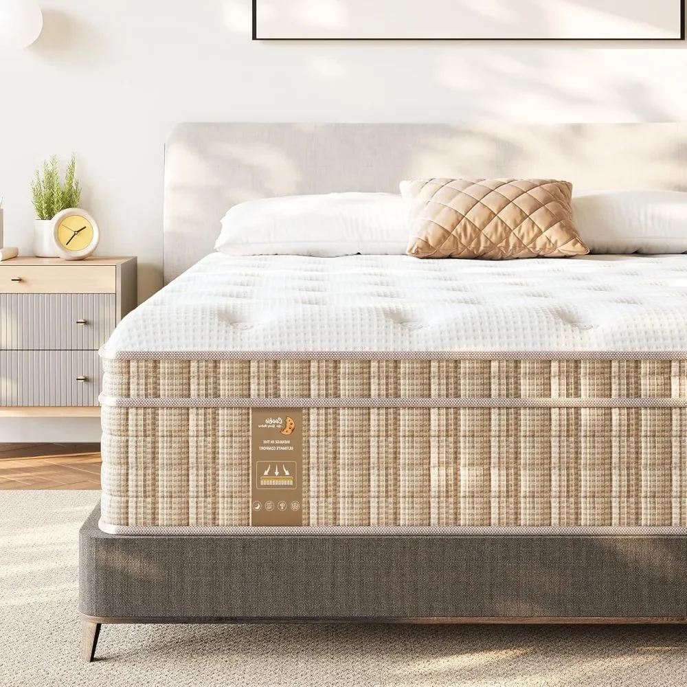 Mattress, 14 Inch Hybrid King Size Mattress in A Box, Firm King Mattress with Gel Memory Foam and Pocket Spring, Mattresses