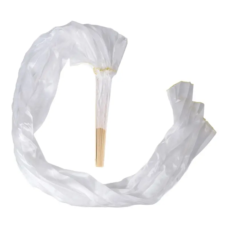 AEF6-100% الحرير للجنسين الحرير الصيني الحجاب مراوح الرقص 1 قطعة مراوح الرقص الشرقي اللون الأبيض 180X90cm #1