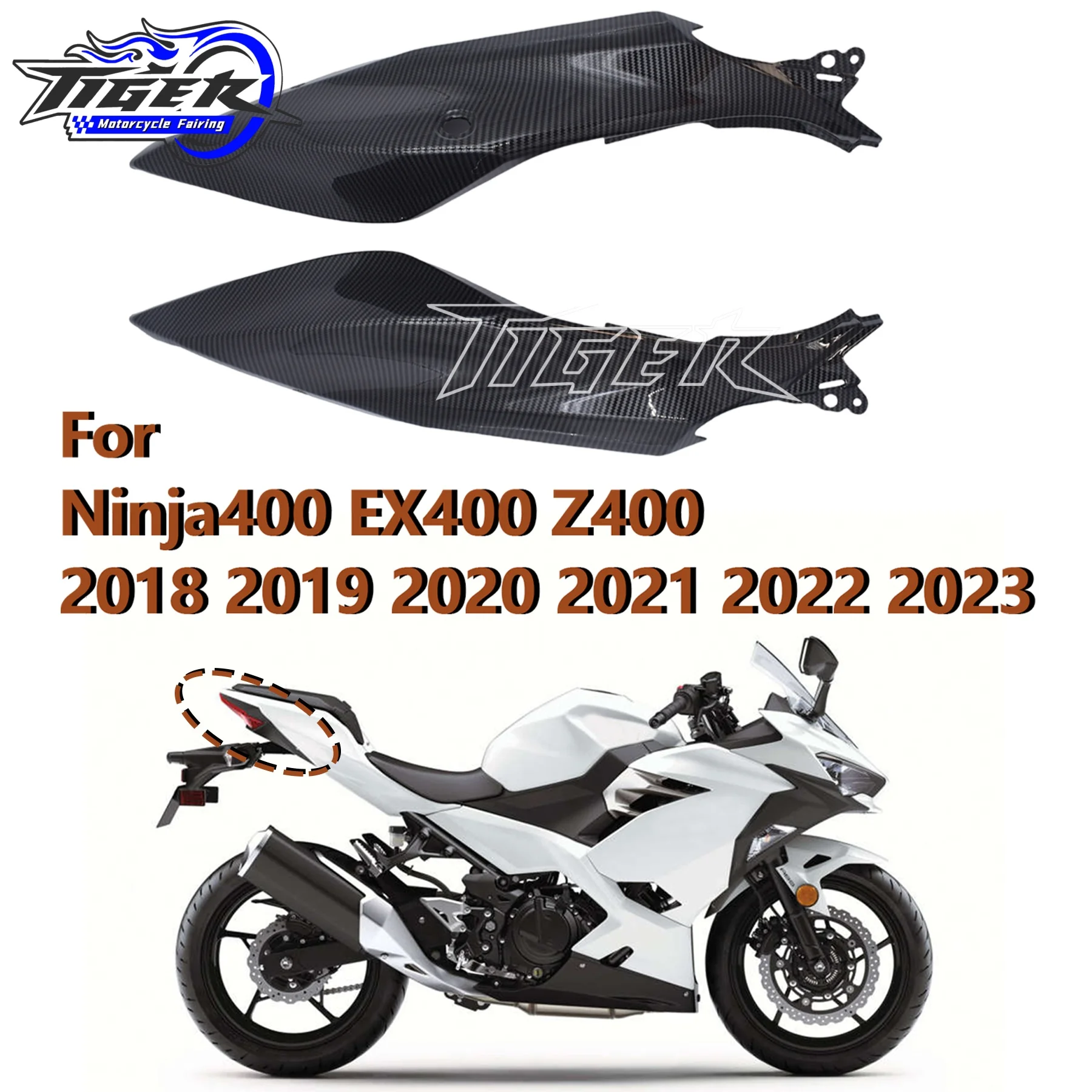 

Premium ABS Injection Rear Side Cover For Kawasaki Ninja400 2018 2019 2020 2021 2022 2023 Motorcycle