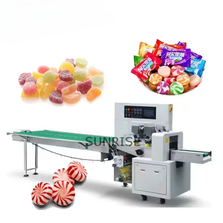 Good price candy flow packing machine biscuit flow pillow cookie packaging machines for small business