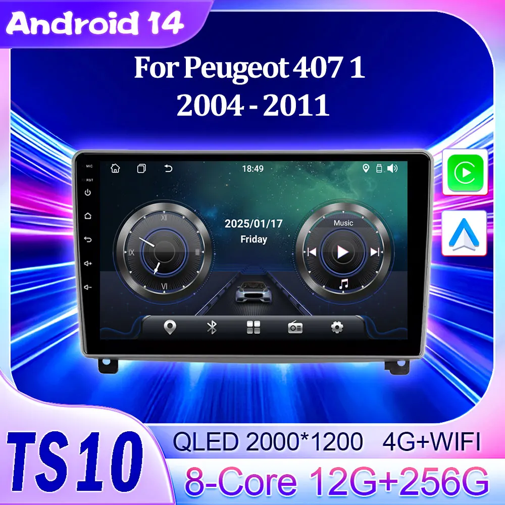 

Car Radio Android 14 2din For Peugeot 407 1 2004 - 2011 Touch Screen GPS Navigation Smart Car Systems Wireless Android Auto DSP
