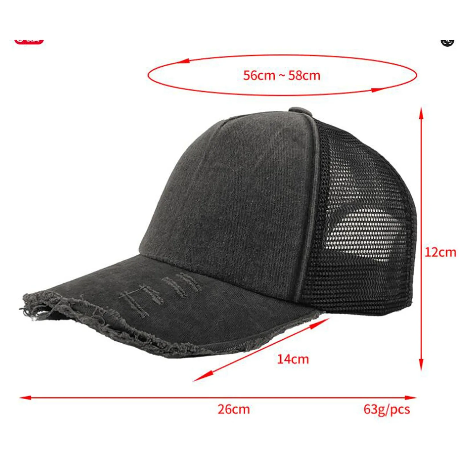 Perforated Hem Denim Shading Cap Female Fashion Versatile Baseball Cap Outdoor Sport Ripped Hip Hop Street y2k Baseball Jean Hat