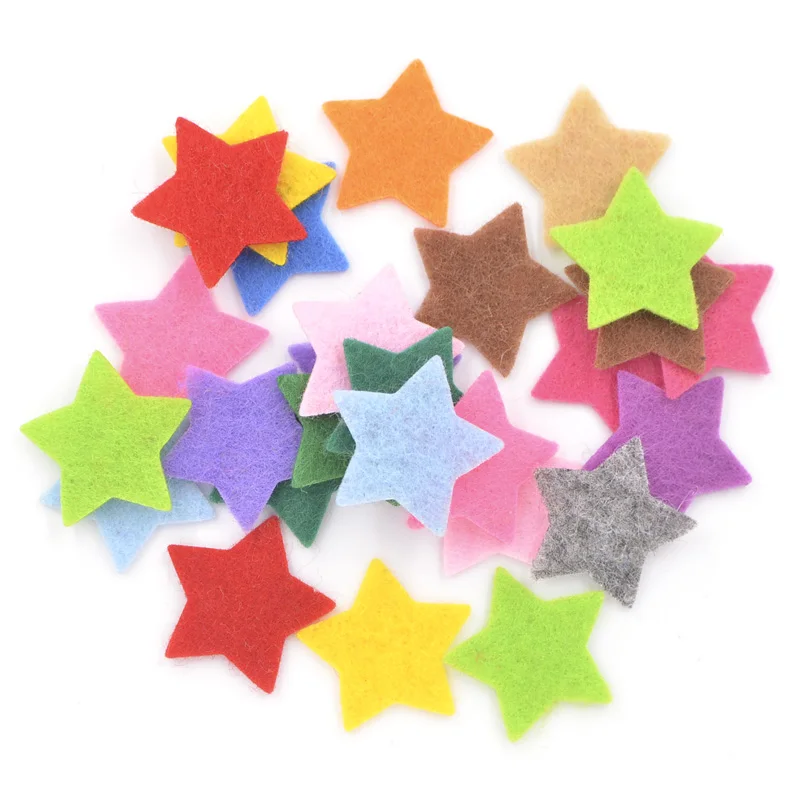 200Pcs/lot 20mm Mixed Star Nonwoven Fabric Patches Felt Scrapbooking Accessories Appliques for Craft Clothing Sewing Decor