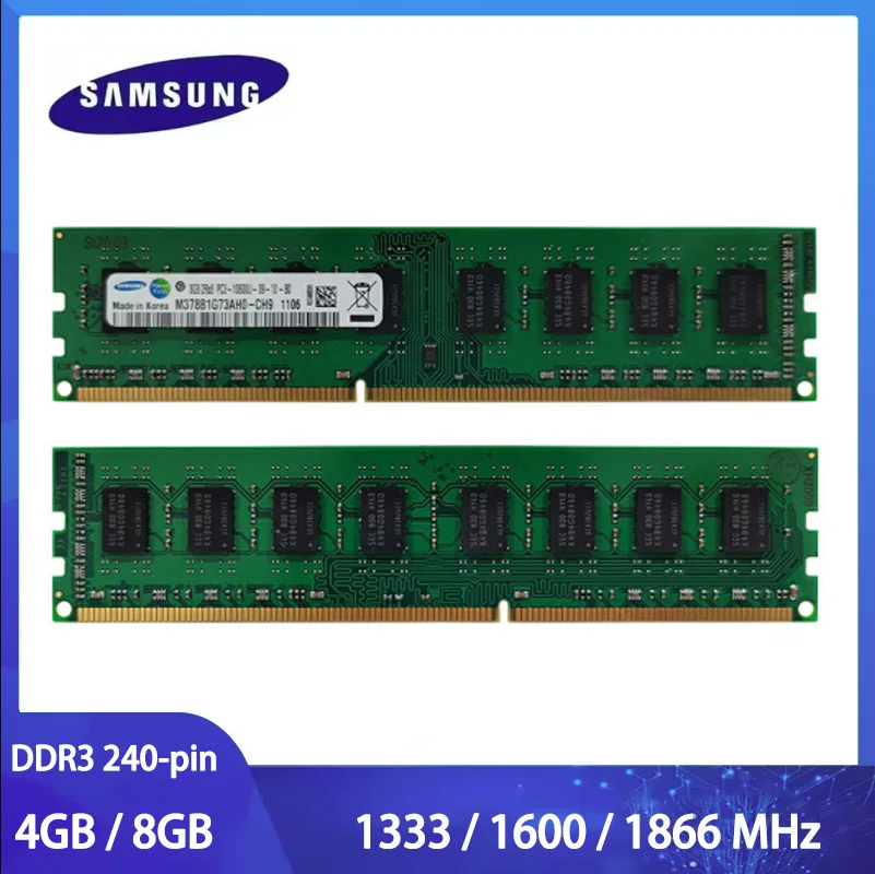1/2PCS SAMSUNG DDR3 Desktop Ram Memory 4GB 8GB 16G Desktops Memoria 1866MHz 1600MHz 1333MHz 240Pin DIMM 1.35V/1.5V UDIMM Memorys