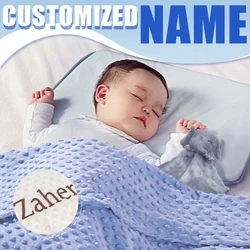 Custom Minky Plush Blanket with Embroidered Baby Name Newborn Monogram Coverture for Baby Shower Or 1st Birthday Gift