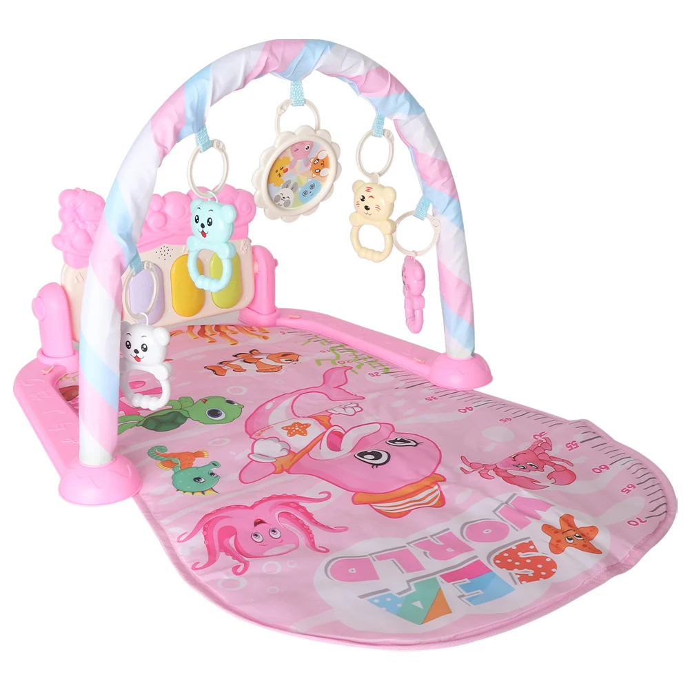 Baby Gym Muzieklamp Hanger Kick Piano Pasgeboren 0 Tot 36M Cadeau Met Playmat Jongen Meisje Sensorische Cartoon Dier Early Education Speelgoed