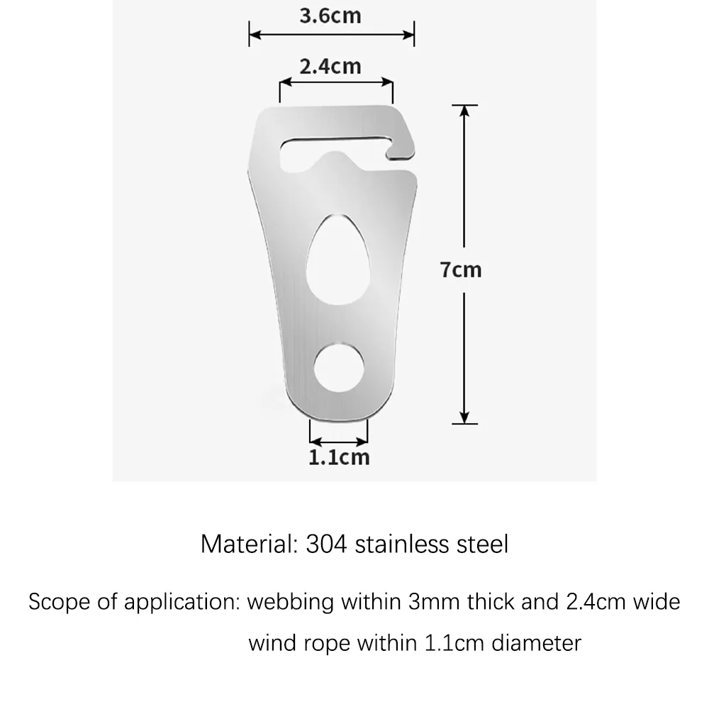 Stainless Steel Tent Backpack Hooks Aluminum Alloy Rope Tensioner Camping Tent Line Adjuster Windproof Canopy Rope Slider