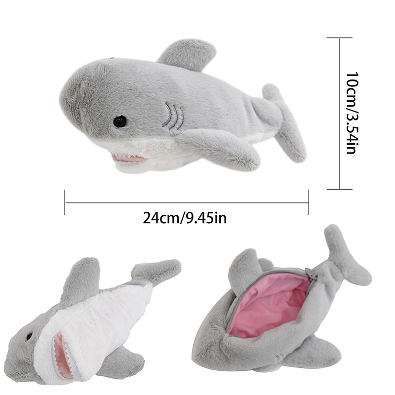 Cute Plush Shark Pencil Case Student Stationery School Supplies Kawaii Doll Back To School Storage Bag Pen Bag Stationery