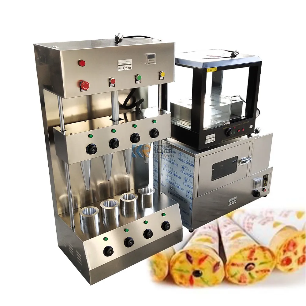 Автоматическая машина для производства конусов для пиццы, коммерческая витрина для пищевых закусок, линия по производству печи для конусов для пиццы, оборудование для хлебобулочных изделий