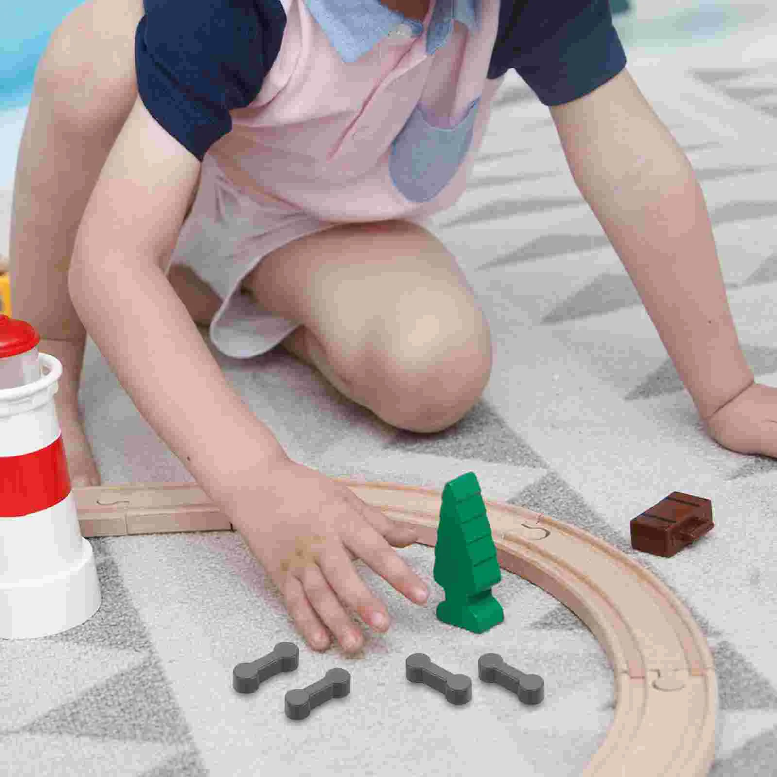 20 Pcs Train Track Accessories Wooden Dog Bone Railway Connector Plastic Expansion