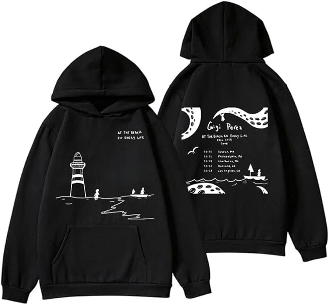 

Толстовка Gigi Perez Hoodie At The Beach In Every Life Tour 2025 для мужчин и женщин, винтажная толстовка с длинными рукавами в стиле 90-х годов