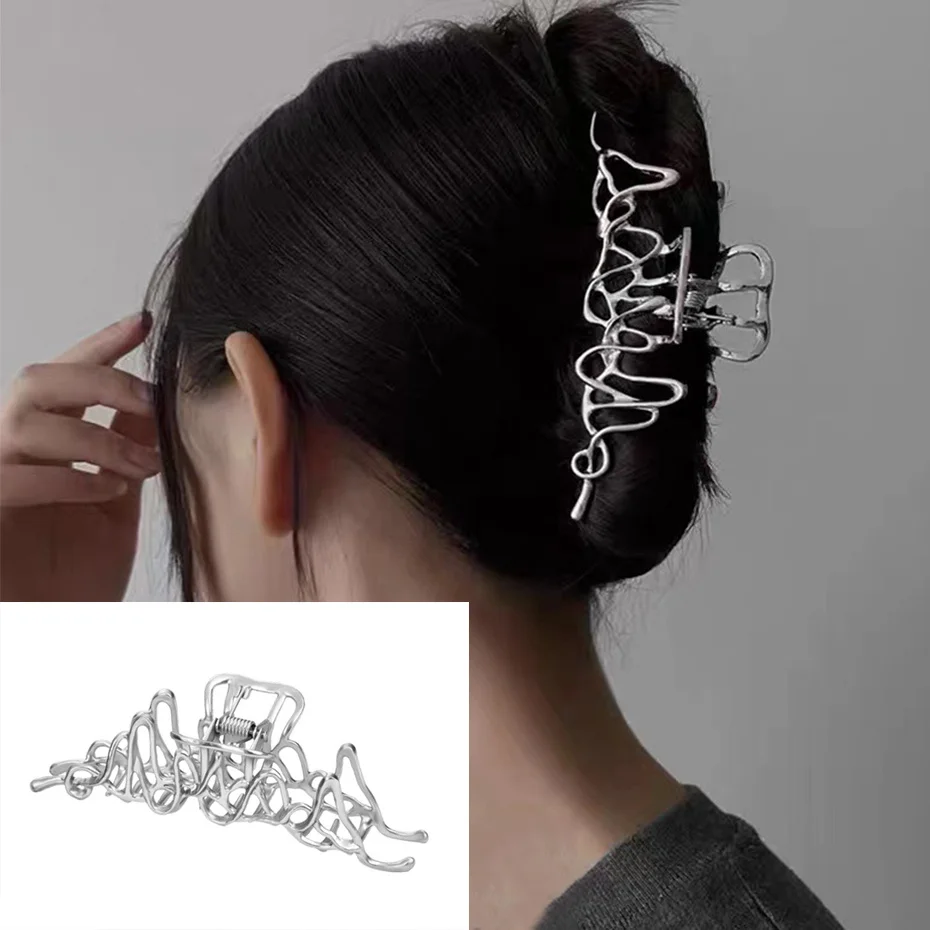 Mode Unregelmäßige Metall Haar Klaue Vintage Haar Clips Krabben Haarnadel Einfache Geometrische Barrettes Stirnband Haar Zubehör Kopfbedeckungen