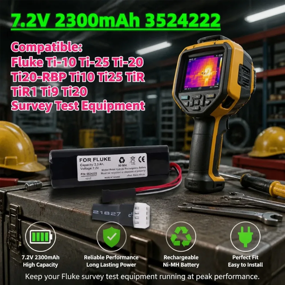 3524222 New Ni-MH Battery 7.2V 2300mAh For Fluke Ti-10 Ti-20 Ti-25 Ti20-RBP TiR TiR1 Ti9 Industrial Survey Thermal Imager