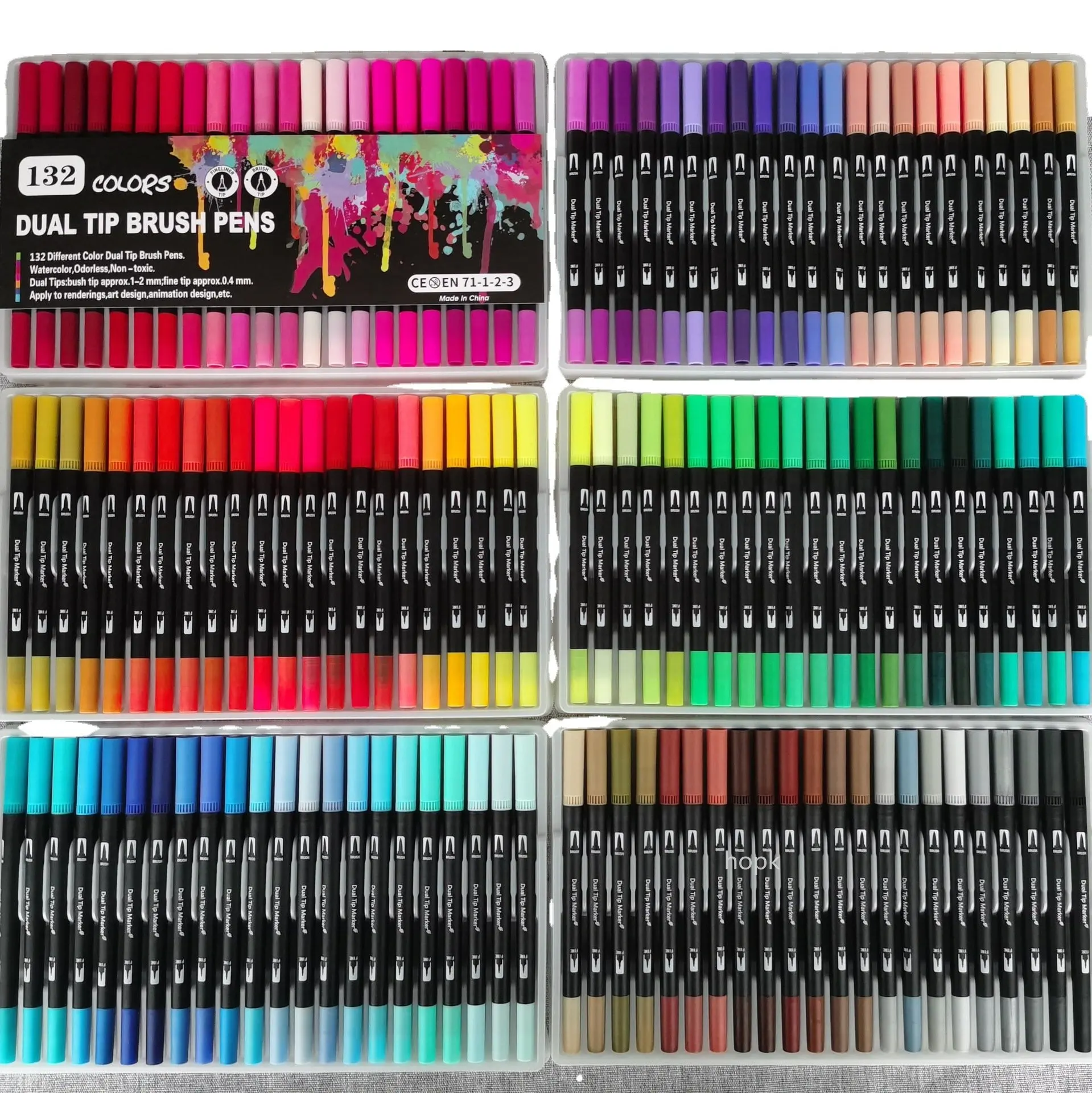 

132/24 Colors Dual Tips Watercolor Brush Pen Set Art supplies, for Kids Adult Coloring Book Christmas Cards Drawing Markers