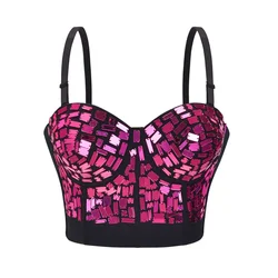 Fashion Women Sexy Corsets Crop Top Spaghetti Strap Push Up Bra Punk Rave Rock Bralette Nightclub Party Sexy Female Camis