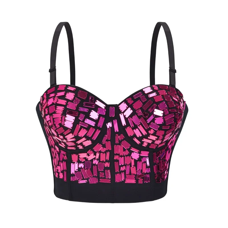 Moda Kobiety Seksowne Gorsety Crop Top Spaghetti Strap Push Up Bra Punk Rave Rock Bralette Nightclub Party Sexy Female Camis