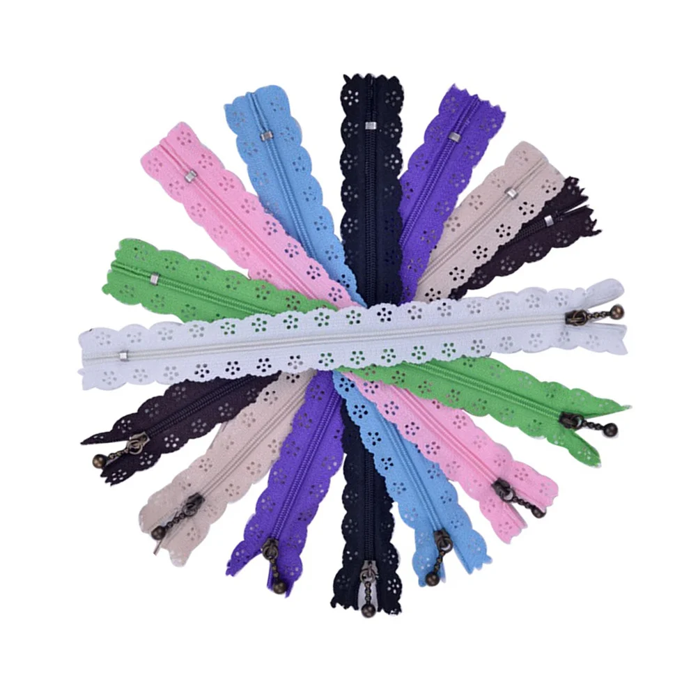 

20Pcs Lace Nylon Zippers 35cm Random Color Durable Lightweight Crafting Costume Design Kids Clothing DIY Sewing