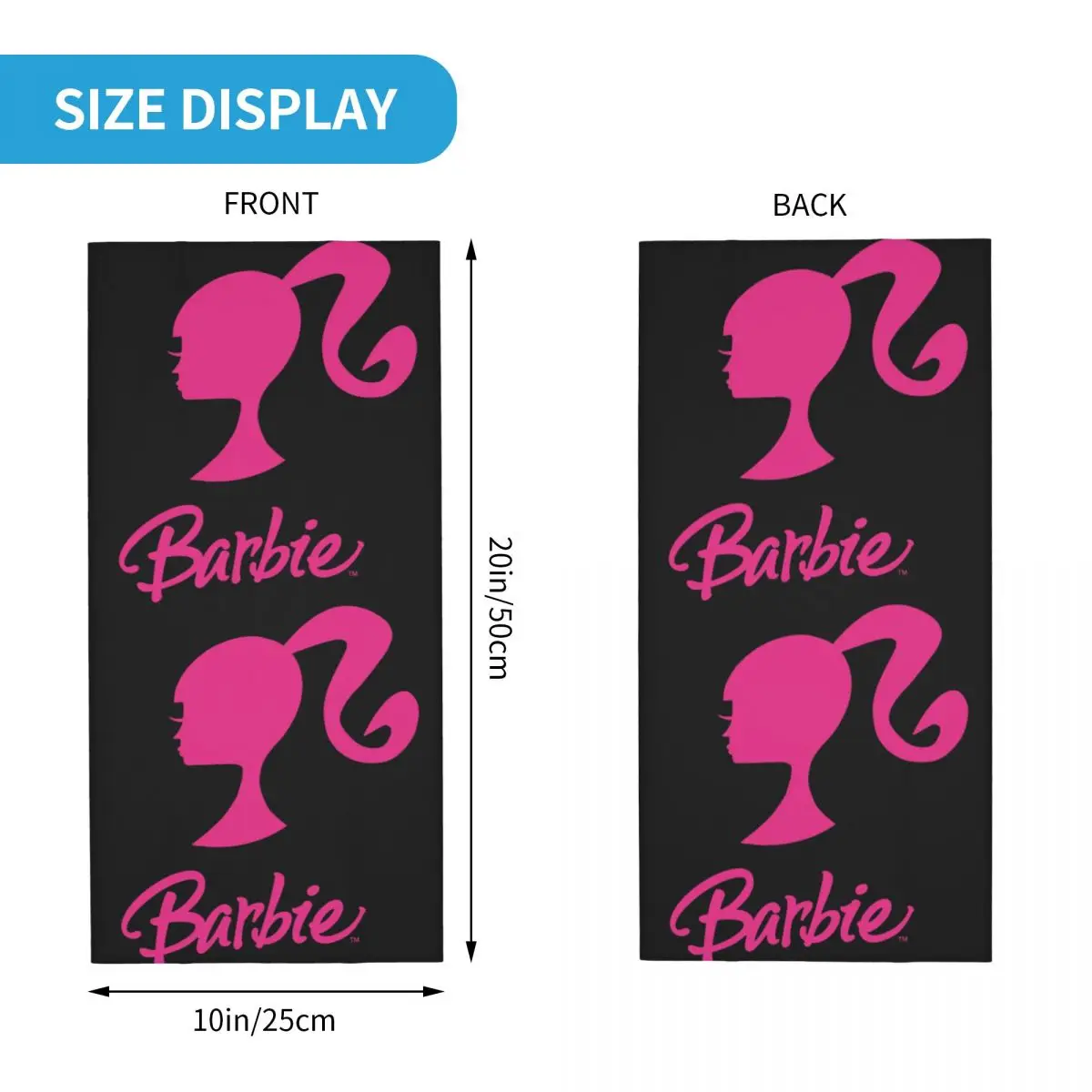 Aangepaste Barbie Logo Bandana nekbeschermer voor wandelen hardlopen dames heren wikkelsjaal meisje bivakmuts warmer