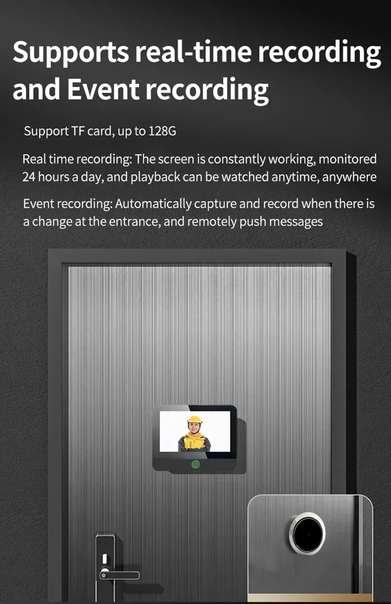 Global New WiFi Smart Door Bell Eye 1080P FHD Peephole Camera Audio 4.3' IPS Screen PIR Infrared Announcement Digital Viewer