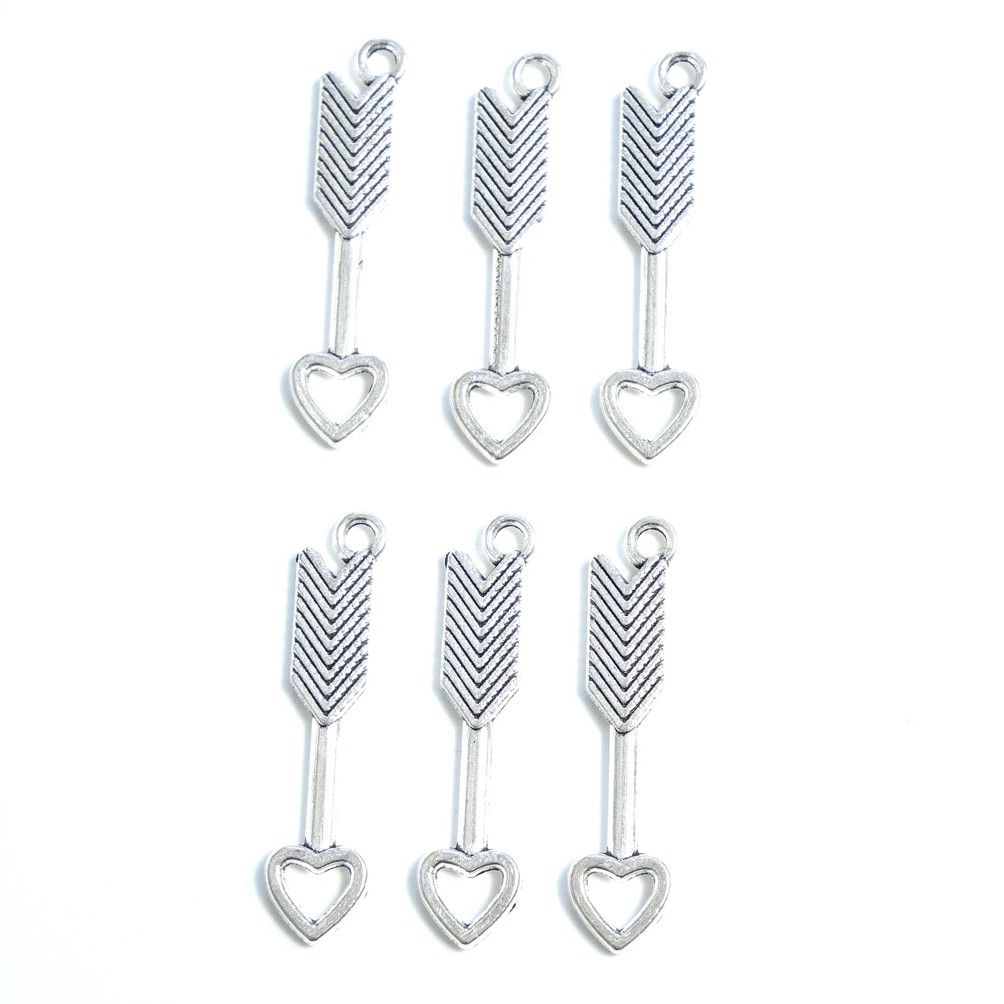 High Quality 32 Pcs 7x30mm Zinc Alloy Arrow Love Heart Charms Fit DIY Jewelry Making Accessories Crafts