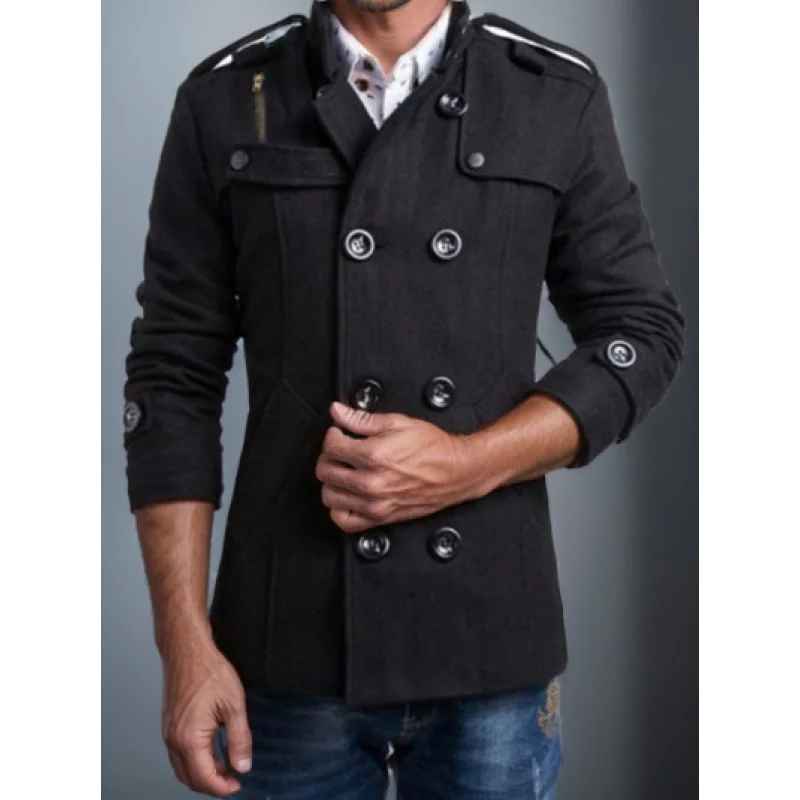 

Upgraded Version2024New Men's Woolen Coat Mid-Length Woolen Trench Coat Men's Coat