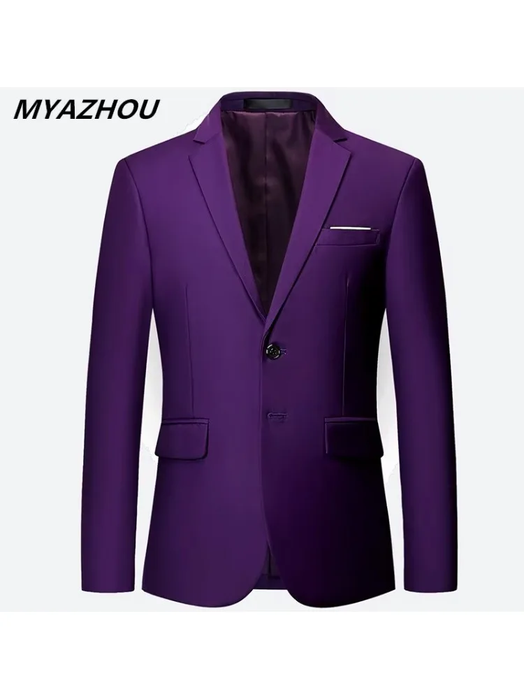 Moda męska Solid Color High-end Brand Casual Business Men's Blazer Groom Wedding Gown Blazers for Men Suit Tops Jacke Coat — zdjęcie 2