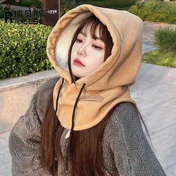 Men Women Autumn Winter Models Balaclava Cap Corduroy Padded Warm Neck Set One Hat Cycling Windproof Caps Hot