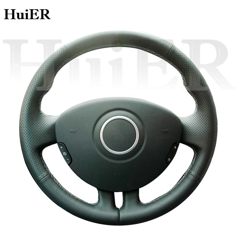 

Новый кожаный чехол на руль сшивкой своими руками для Renault Clio 2005-2012, черная кожа из микрофибры, аксессуары по индивидуальному заказу