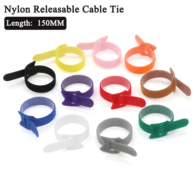 10~1000Pcs Reusable Fastening Cable Ties Cable Straps Wire Ties Hook and Loop Tape Cable Management Adjustable Cord organizer