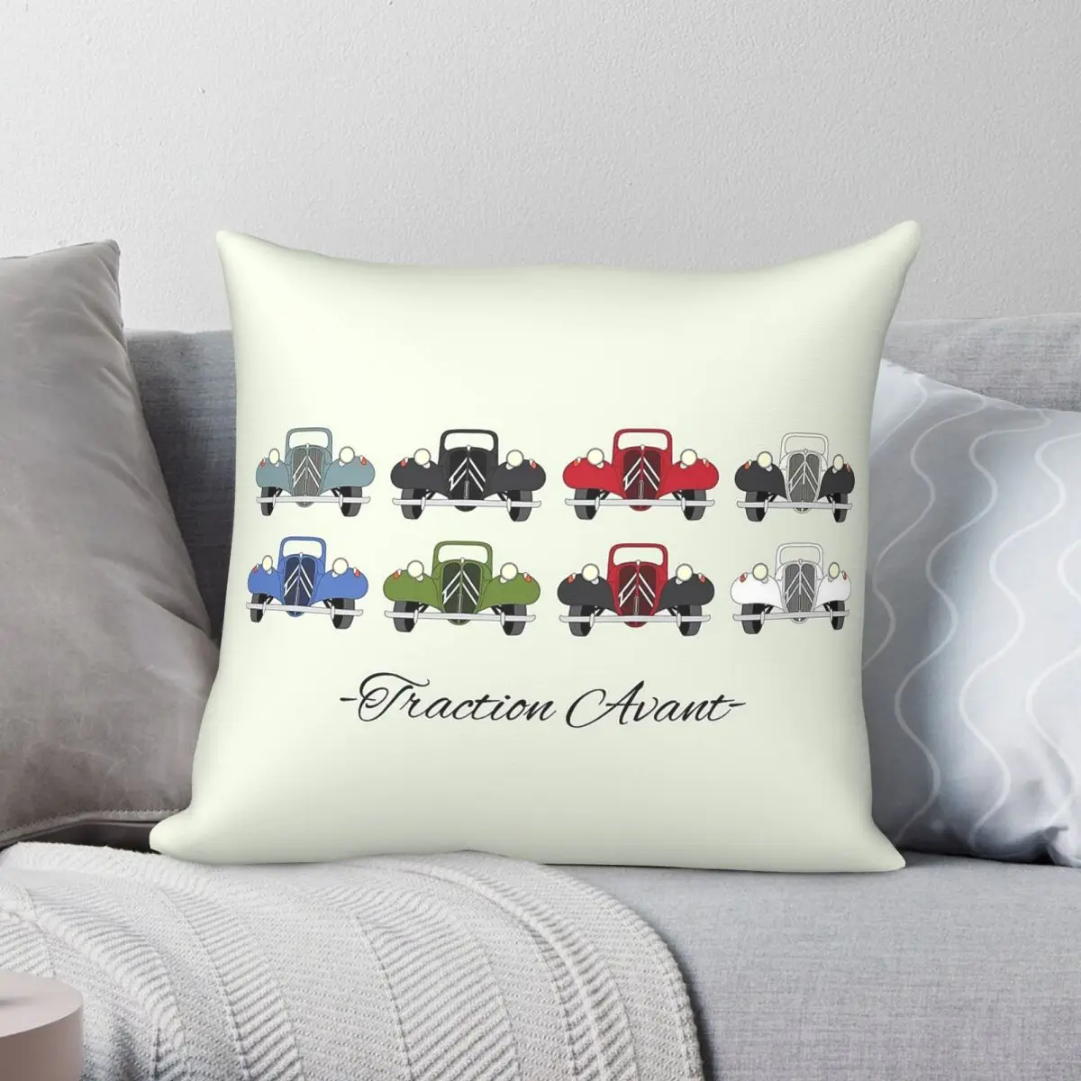 Traction Avant Car Collection Pillowcase Polyester Linen Velvet Pattern Zip Decor Sofa Cushion Case Wholesale