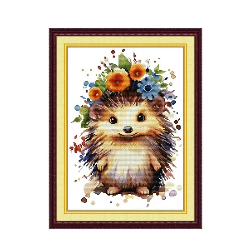 

Набор для вышивки крестиком Pretty Hedgehog, Набор для вышивки крестиком 14ct, 11ct, ручная вышивка холстом, ручная работа