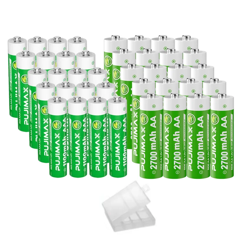 

PUJIMAX 100% New 1.2V AA 2700mAh NI-MH Rechargeable Batteries+AAA battery 1100mAh Rechageable battery NI-MH 1.2 V AAA batteries