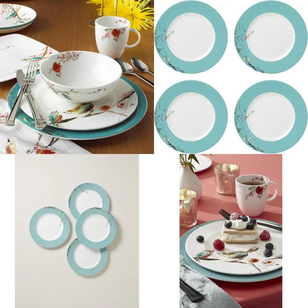 

Набор из 4 обеденных тарелок с рисунком Chirp, 897259