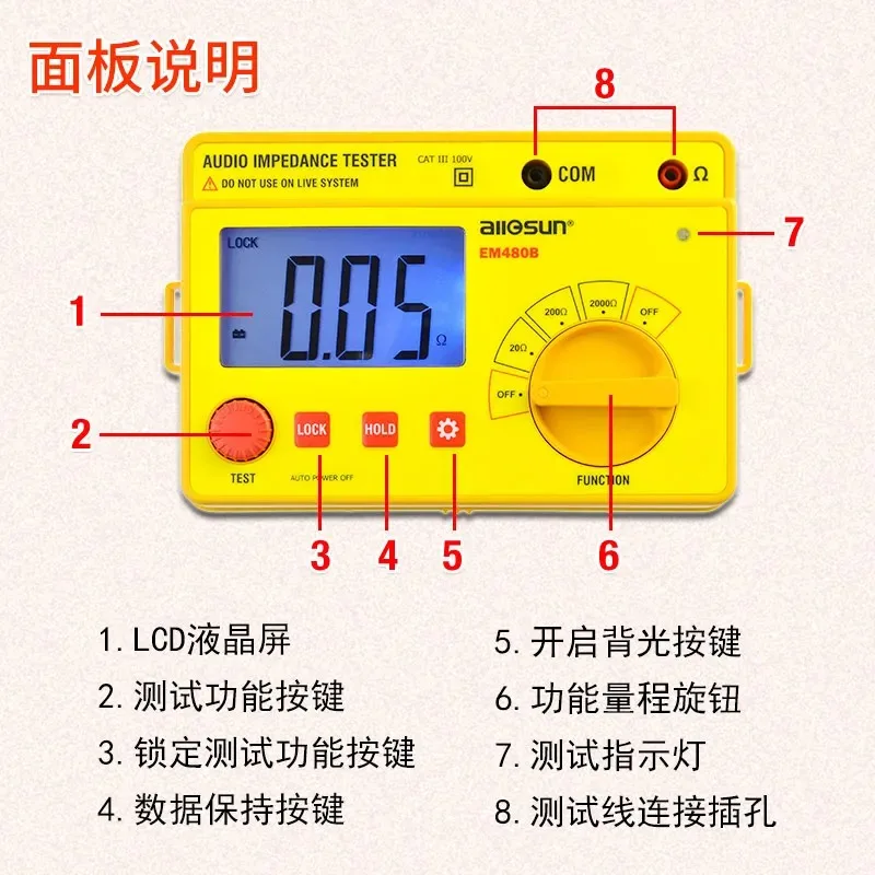 Insulation resistance tester EM480B electrical digital megohmmeter 500v1000 audio impedance tester