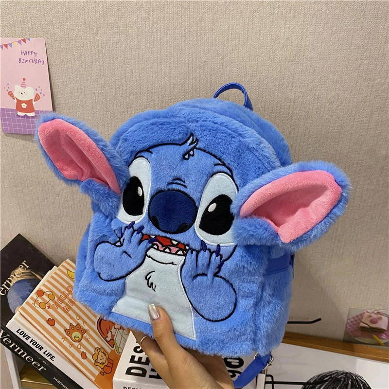 Mochila Kawaii de felpa suave de Lilo Stitch para niños, bolsa escolar de alta calidad con dibujos animados en 3D, Mini Y2K, nueva