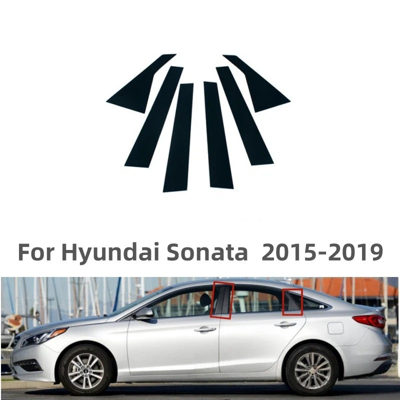 

For Hyundai Sonata LF YF N Line 2010-2024 Black Center Column Window Trim Covers B C-Pillar Stickers Accessories 10pcs 2022 2023