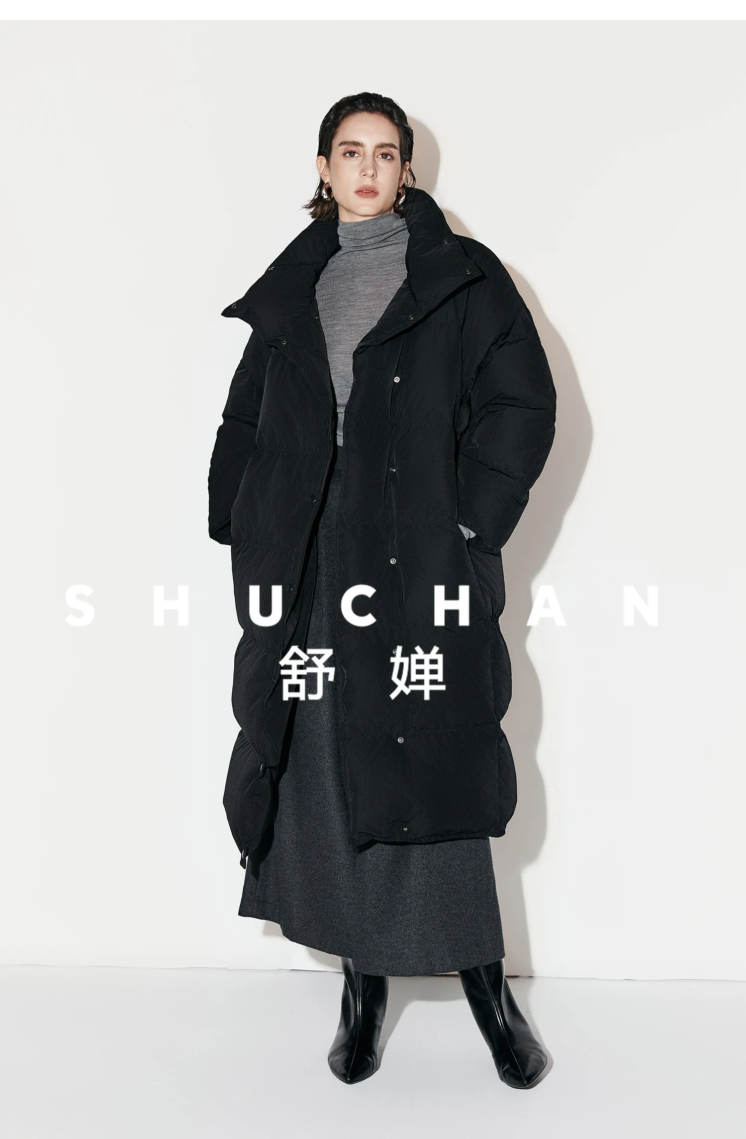 90 белый пуховик с воротником-стойкой