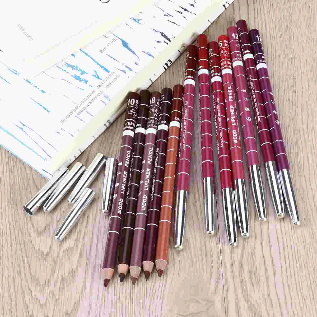 12 Pcs Natural Color Lip Liner Pipliner Pencil Non-drying Pencils Waterproof Lipliner