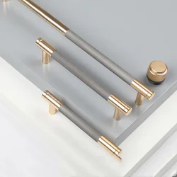 Nordic Furniture Cabinet Wardrobe Handle Grey Gold Solid T Bar Luxury Kitchen Cupboard Drawer Door Pull Room Home Round Knob