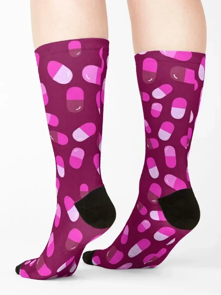 Pharmacy Technician Dark Pink Pattern Socks with print Run halloween Lots Ladies Socks Men's