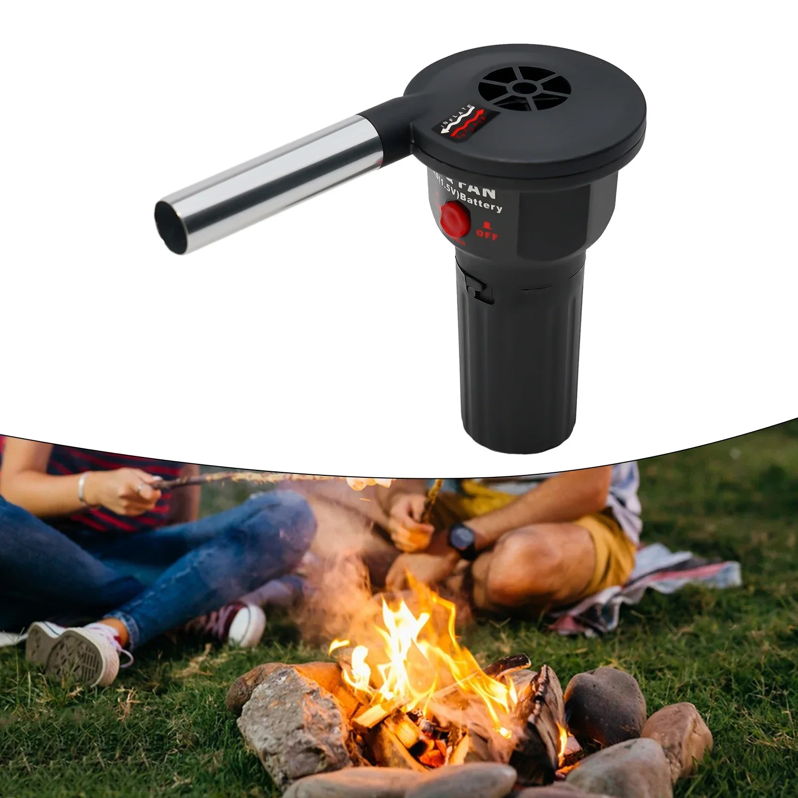 Catch Fire Compact D Type Battery BBQ Fan Barbecue Burn BBQ Fan Electric Lightweight Portable Battery Power Supply