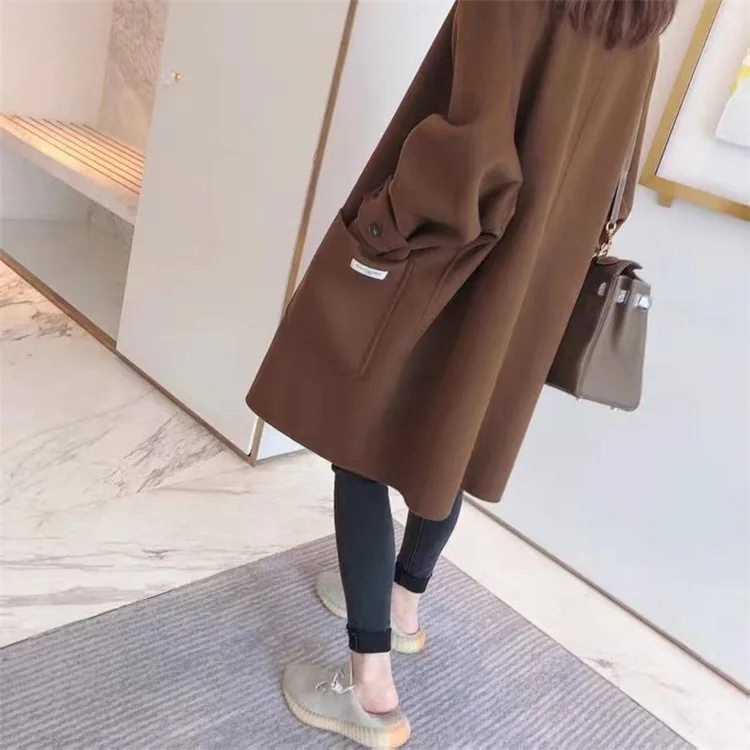 2023 Spring New Double sided Cashmere Coat Women's Doll Collar Reduced Age Wide Edition Single breasted Double sided Woolen Coat