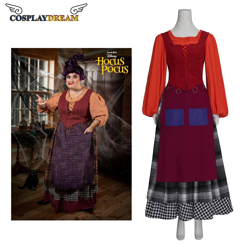 

Hocus Cosplay Mary Sanderson Cosplay Costume Outfits Mary Sanderson red uniform set for women Halloween Carnival Suit