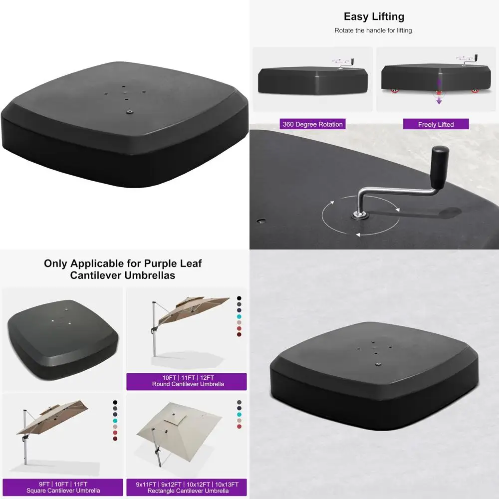 

PURPLE LEAF Offset Patio Umbrella Base with Wheels, Sand/Water Filled Square, 35.4" X 35.4" X 7.9"