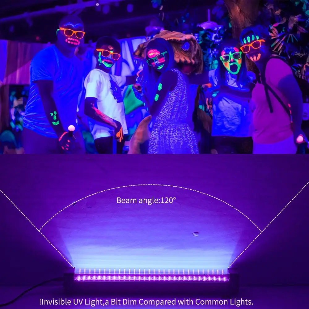 60 المصابيح الأشعة فوق البنفسجية Blacklight 33 سنتيمتر كشاف ضوء ، 5 فولت USB التوصيل 100 سنتيمتر الحبل ل توهج حفلة هالوين غرفة نوم الفلورسنت ديكور الجسم الطلاء