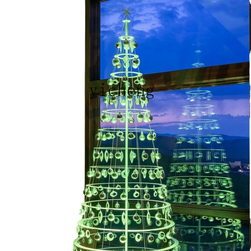 ZF Scene Layout Crystal Luminous Rotating Christmas Tree Holiday Decorations