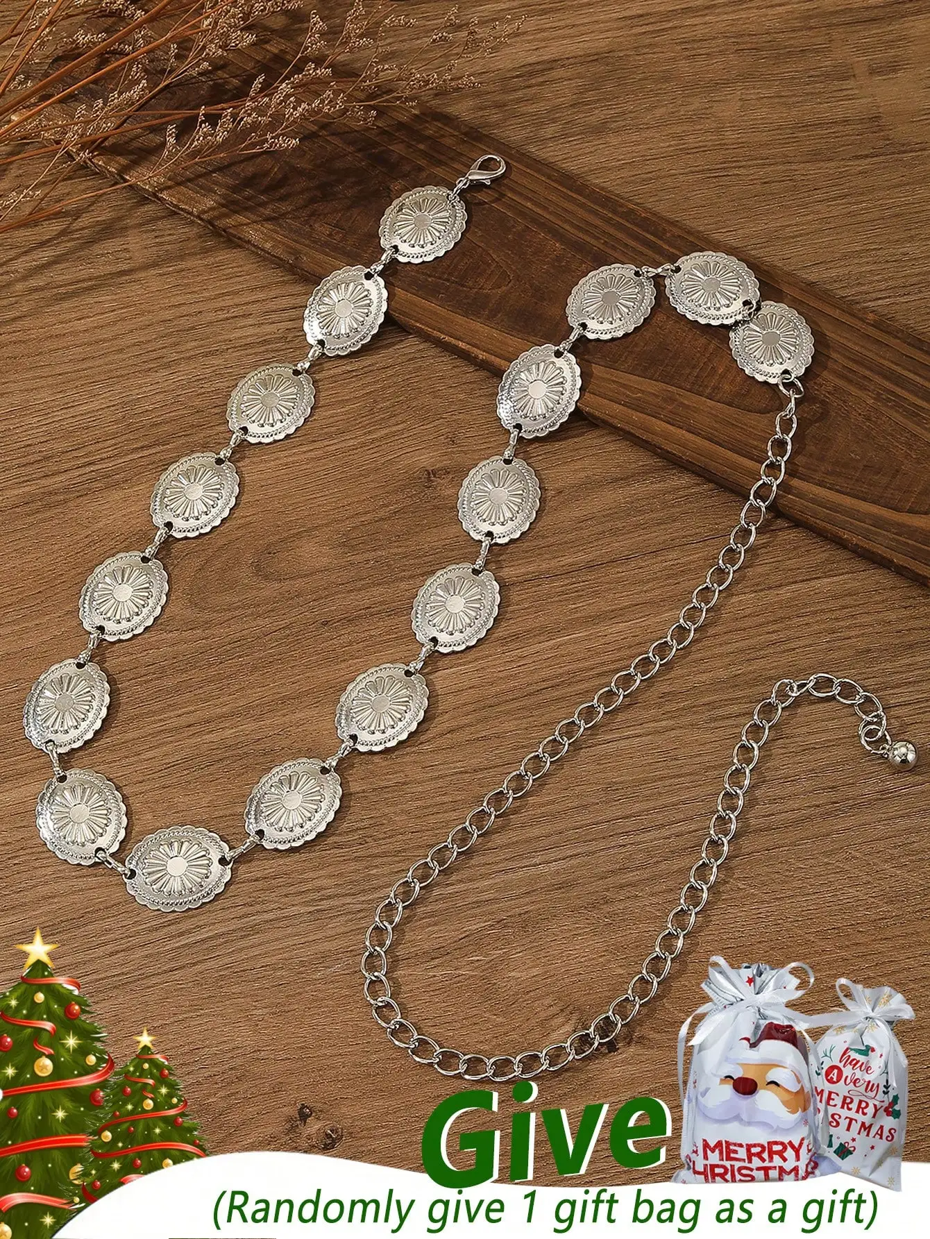 HERSHINE 1 قطعة المرأة موضة الفضة الأزهار الدانتيل الخصر سلسلة مجموعة (حقيبة هدايا) البوهيمي نمط الشكر/هدية الكريسماس #3